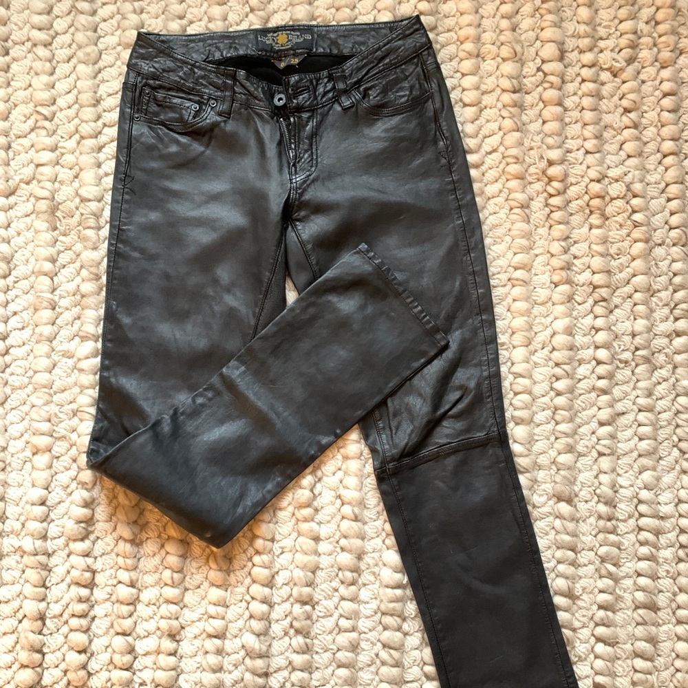Low-Rise Black Leather Pants by Lucky Brand
